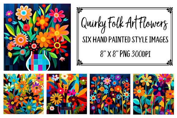 Download Whimsical Hand Painted Folk Art Flowers - Premium Resources