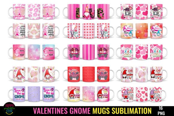 Download Valentines Gnome Mugs Sublimation Bundle - Mugs Collection