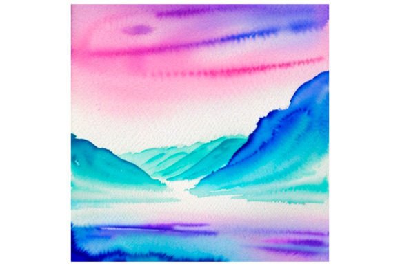 Download Watercolor Painting Mountain Landscape - Premium Resources