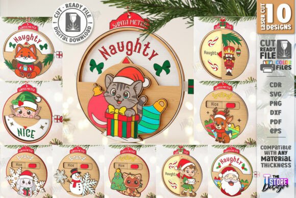 Download Santa Meter Ornaments Laser Cut Bundle - Ornaments Collection